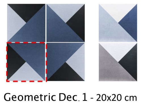 Geometric Dec.1- 20x20  cm - Gulv- og vægfliser, inspireret af middelhavsstil og Kreta