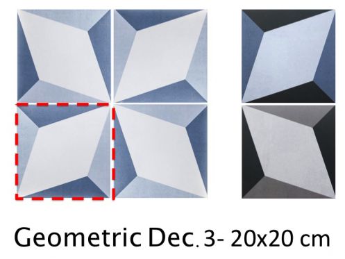 Geometric Dec. 3- 20x20  cm - Gulv- og vægfliser, inspireret af middelhavsstil og Kreta