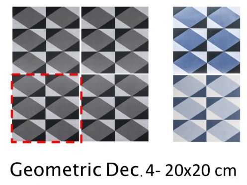 Geometric Dec. 4- 20x20  cm - Płytki podłogowe i ścienne, inspirowane stylem śródziemnomorskim i Kretą