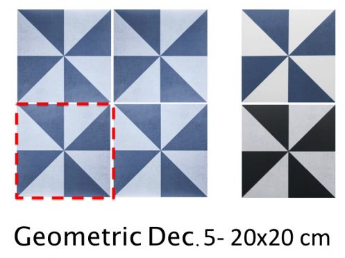 Geometric Dec. 5- 20x20  cm - Gulv- og vægfliser, inspireret af middelhavsstil og Kreta