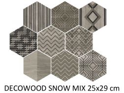DECOWOOD SNOW MIX 25x29 cm - Carrelage de sol bois, imitation parquet.