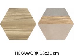 HEXAWORK 18x21 cm - Carrelage de sol bois, imitation parquet.