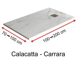 Receveur de douche, effet marbre blanc, Calacatta et Carrare - BLANCO