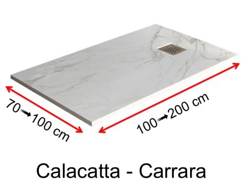 Receveur de douche, effet marbre blanc, Calacatta et Carrare - BLANCO
