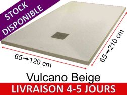 Receveurs de douche en résine minérale, sur mesure, effet pierre, antidérapant - VULCANO BEIGE - 100 cm