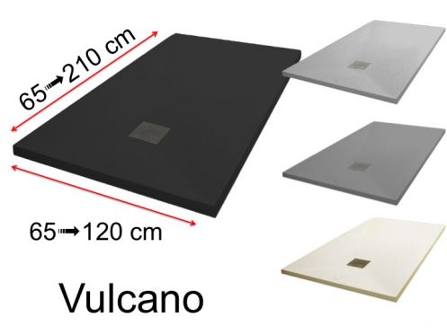 Receveurs de douche en rsine minrale, sur mesure, effet pierre, antidrapant - VULCANO Noir - 110 cm