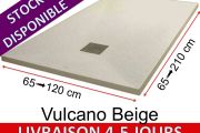 Receveurs de douche en résine minérale, sur mesure, effet pierre, antidérapant - VULCANO beige - 110 cm