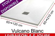 Receveurs de douche en résine minérale, sur mesure, effet pierre, antidérapant - VULCANO Blanc - 135 cm