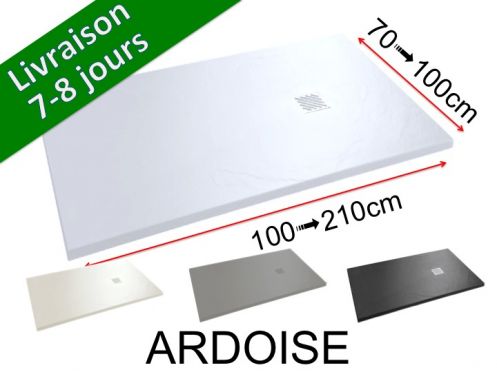 Receveur de douche imitation ardoise, blanc -  ARDOISE 140