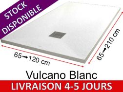 Receveurs de douche en résine minérale, sur mesure, effet pierre, antidérapant - VULCANO Blanc - 155 cm