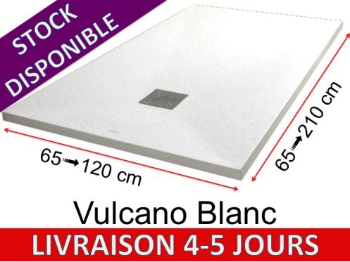 Receveurs de douche en rsine minrale, sur mesure, effet pierre, antidrapant - VULCANO Blanc - 175 cm