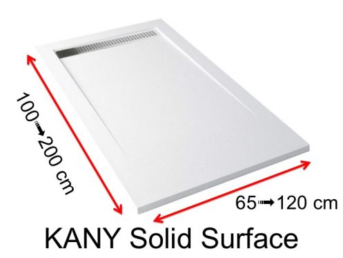 Receveur de douche caniveau, en rsine minrale Solid Surface - KANY 