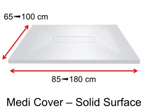 Receveur de douche, bonde centrale, en r�sine min�rale Solid Surface - MEDI COVER