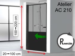 Draaidouche deur 80 x 195 cm, art deco werkplaatsstijl - ATELIER AC210