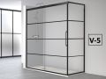 Sliding shower door, fixed angle return, industrial style black art deco - 100 x 90 cm - ATELIER HIT 216 
