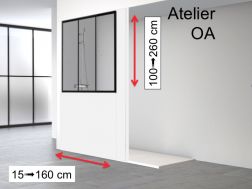 Douchewand, aan de wand gemonteerd, aluminium profiel zwart - ATELIER OA