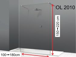 Vaste douchewand, in centrale positie, 8 mm glas - OL 2010