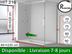 Porte de douche coulissante, 110 x 195 cm, avec retour fixe - HIT 216