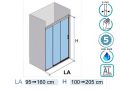 Porte de douche, trois panneaux coulissants - DUB 3P