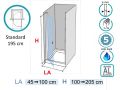 Porte de douche sur mesure, 110 x 195 cm, ouverture intrieur et extrieur - AC210