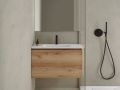 Szafka łazienkowa, dwie szuflady, w tym jedna chowana, wysokość 50 cm, wykończenie drewnem - TRENDY