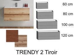 Meuble salle de bains, deux tiroirs, suspendu, finition bois - TRENDY 2T