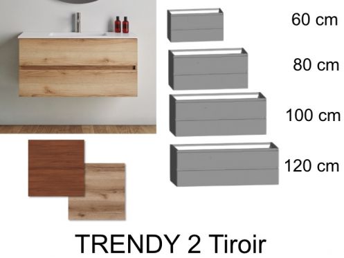 Szafka łazienkowa, dwie szuflady, podwieszana, wykończenie drewniane - TRENDY 2T