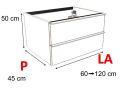 Badkamermeubel, twee lades, hangend, houten afwerking - TRENDY 2T __plus__ LAVABO