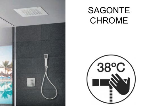 Prysznic do zabudowy, termostatyczny, z deszczownicą 30 x 30 - SAGONTE CHROME