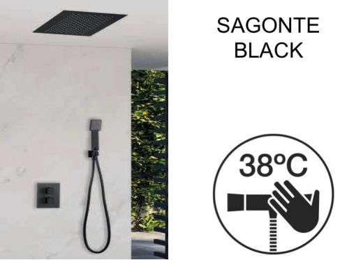 Prysznic do zabudowy, termostatyczny, z deszczownicą 30 x 30 - SAGONTE BLACK