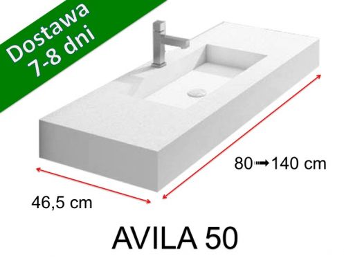 Blat toaletowy, podwieszany lub nablatowy, z żywicy mineralnej - AVILA 