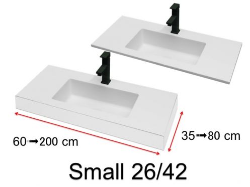 Plan vasque, suspendue ou  encastrer, en rsine minrale - SMALL