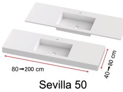 Wastafelblad, aan de muur gemonteerd of ingebouwd, in minerale hars - SEVILLA 50