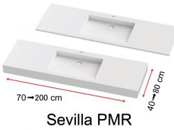 Plan vasque, suspendue ou à encastrer, en résine minérale - SEVILLA PMR