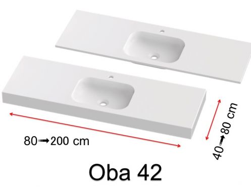 Forfængelighedstop, vægmonteret eller indbygget, i mineralharpiks - OBA 42