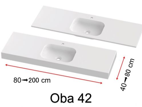 Plan vasque, suspendue ou  encastrer, en rsine minrale - OBA 42