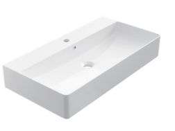 Vasque 42x80 cm, en céramique blanc - COUNTER TOP 1010
