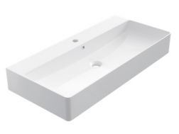 Vasque 42x90 cm, en céramique blanc - COUNTER TOP 1011