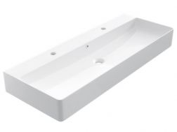 Vasque 42x110 cm, en céramique blanc - COUNTER TOP 1012
