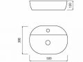 Vasque 500x380 mm, en cramique blanc - COUNTER TOP 1007
