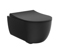 Noir mate - Cuvette COURTE, de toilette, suspendu, pour WC