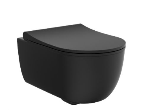Noir mate - Cuvette COURTE, de toilette, suspendu, pour WC