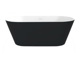 Baignoire îlot, 1700 x 800 x 640 mm, en résine minérale Solid Surface, de couleur mate - HYDRA noir