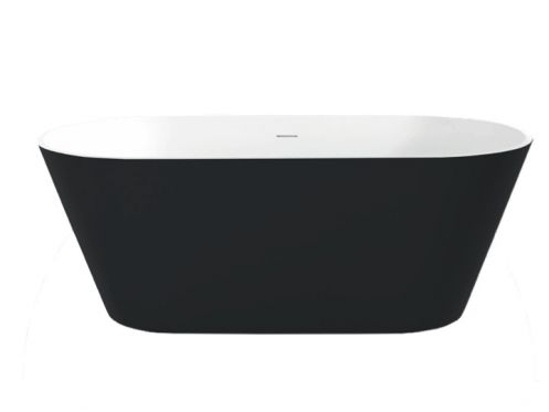 Vrijstaande badkuip, 1700 x 800 x 640 mm, in minerale hars Solid Surface, in matte kleur - HYDRA czarny