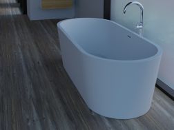 Baignoire îlot, 1660 x 810 x 580 mm, en résine minérale Solid Surface, de couleur mate - ELLE