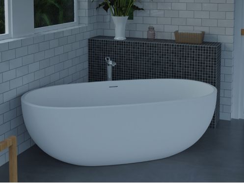 Baignoire lot, 1655 x 755 x 535 mm, en rsine minrale Solid Surface, de couleur mate - OVALE