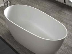 Baignoire îlot, 1550 x 850 x 580 mm, en résine minérale Solid Surface, de couleur mate - ASY