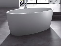 Baignoire îlot, 1400 x 880 x 550 mm, en résine minérale Solid Surface, de couleur mate - ELY