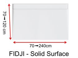 Receveur de douche, caniveau latéral, en résine minérale Solid Surface - FIDJI 
