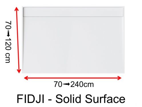 Receveur de douche, caniveau lat�ral, en r�sine min�rale Solid Surface - FIDJI 